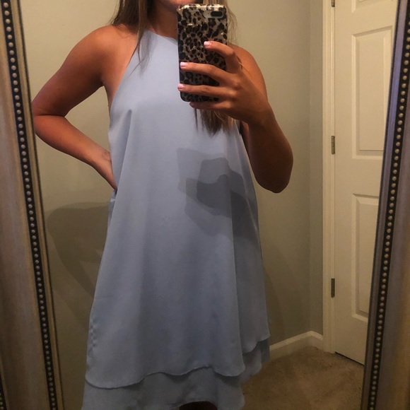light blue halter top dress - Picture 1 of 5